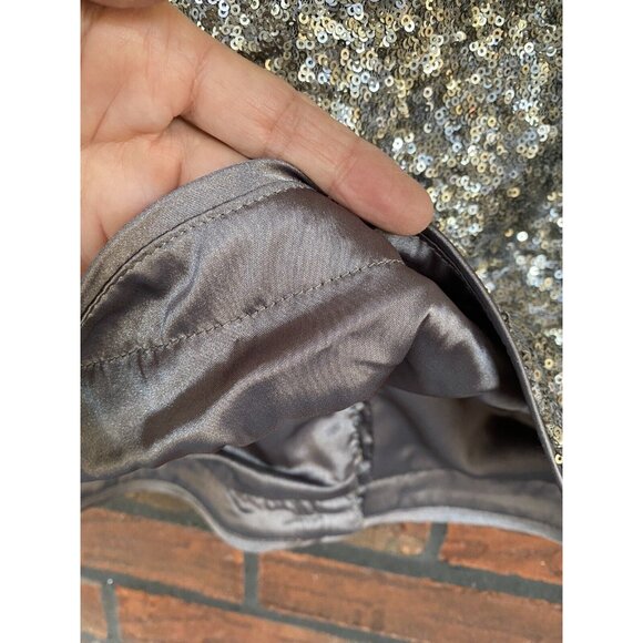 Cache Silver Sequin Skirt Size 4 Straight Pencil Party Lined Back Zipper NWT - Picture 9 of 12